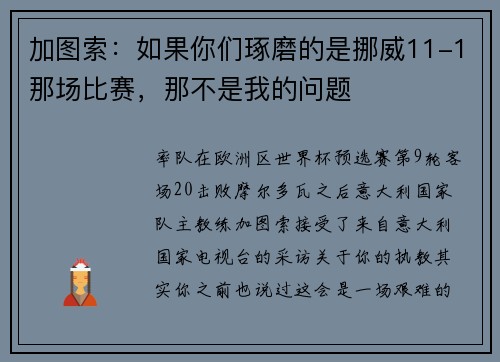 加图索：如果你们琢磨的是挪威11-1那场比赛，那不是我的问题